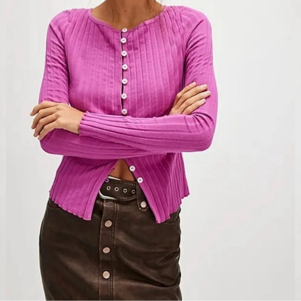 NWT Free People Tilly Long-Sleeve Cardi XS Spring Bud